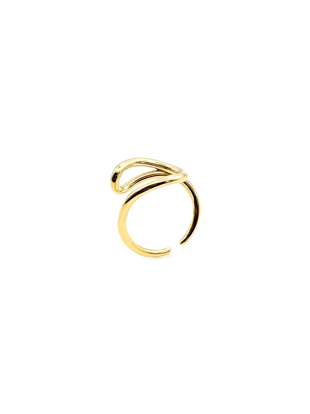 détail bague dorée contemporaine ligne organique
