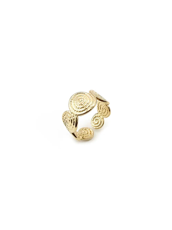 bague spirales tressées dorée en acier inoxydable