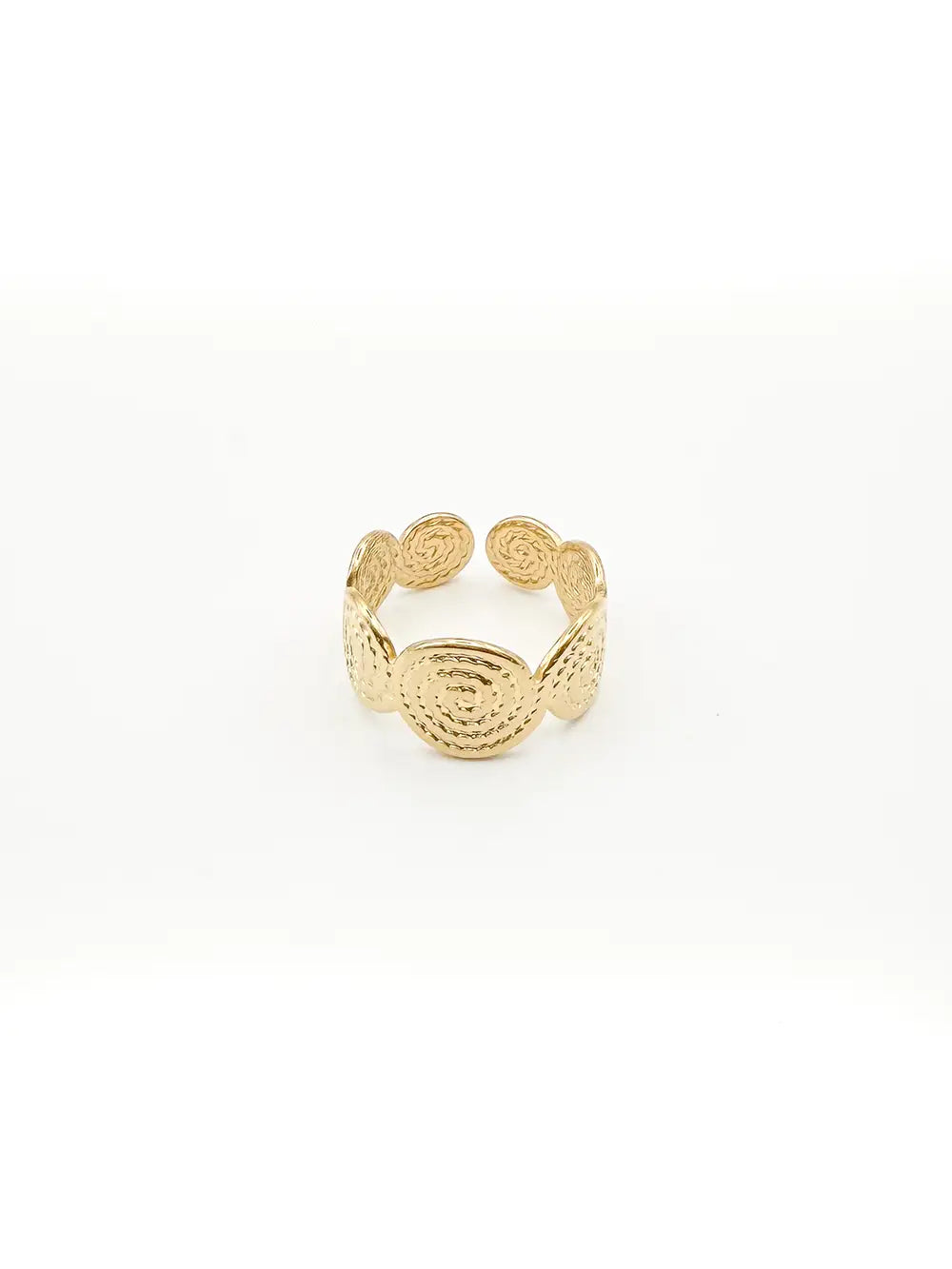 bague ajustable dorée avec motifs spirales tressées