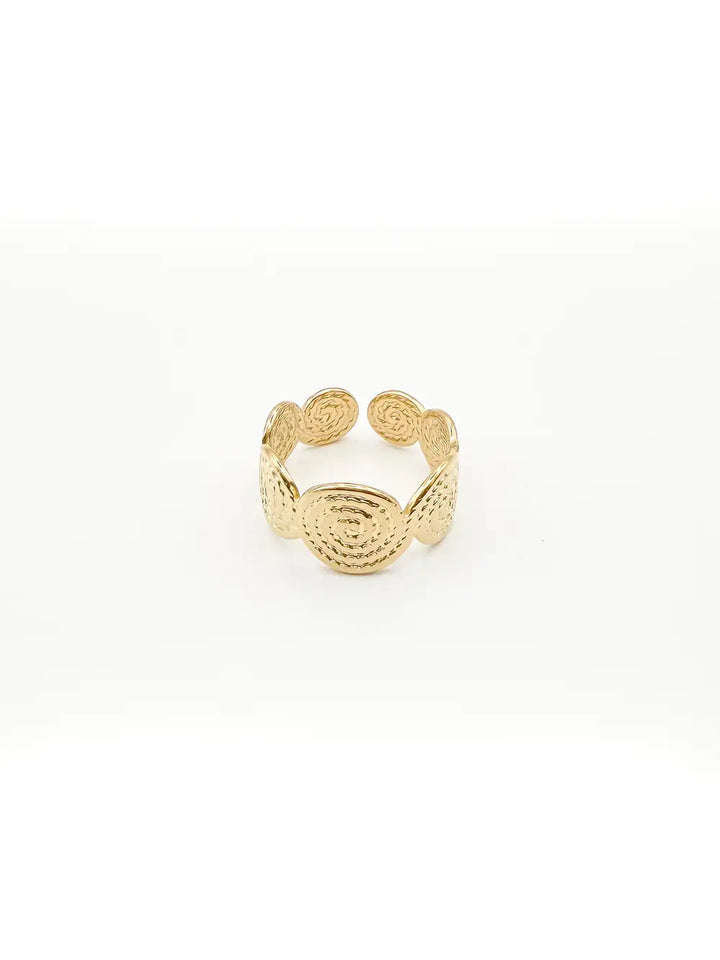bague ajustable dorée avec motifs spirales tressées