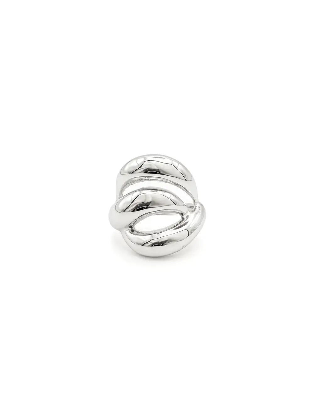 Bague large argentée 3 vagues bombées