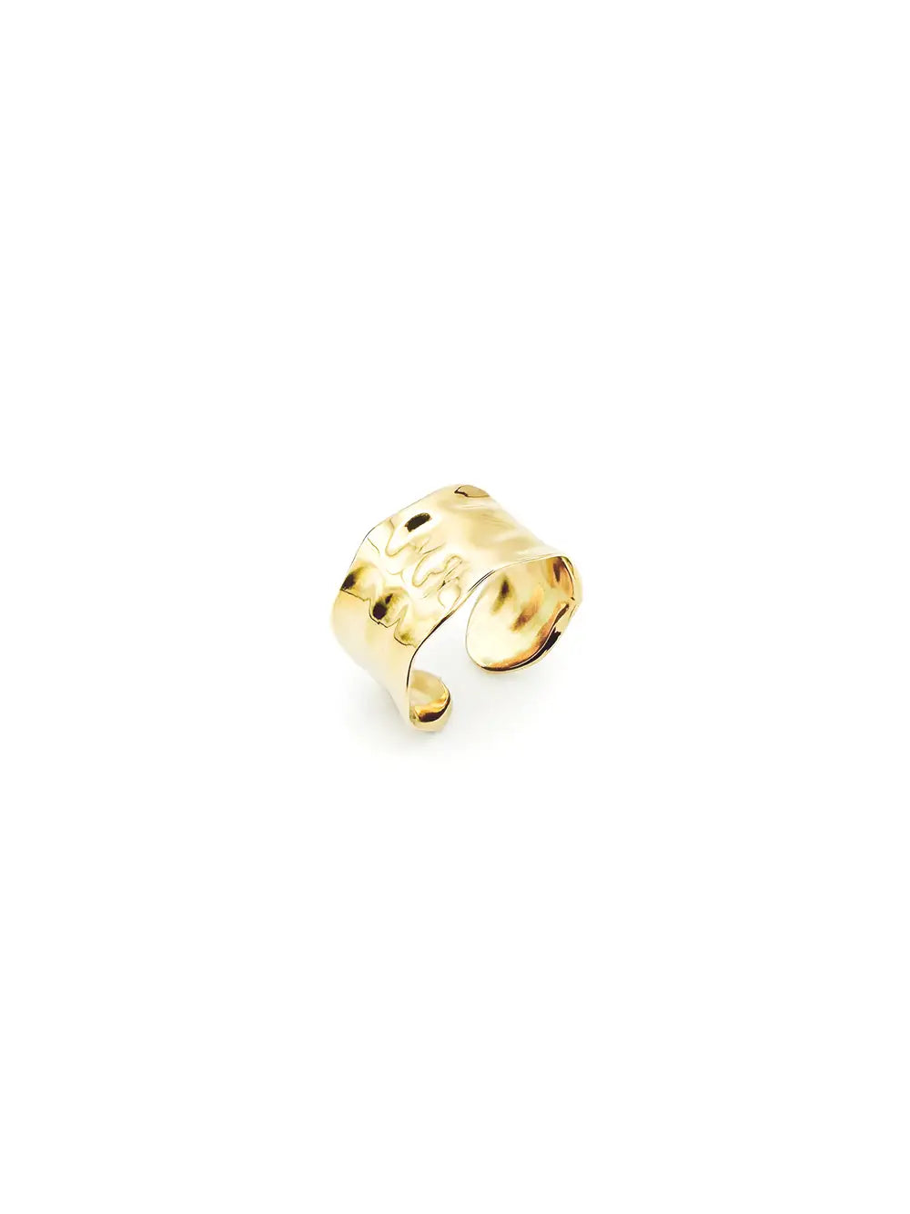 Bague manchette dorée martelée en acier inoxydable