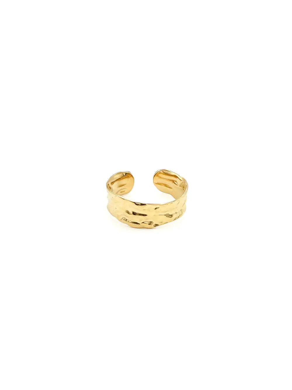 Bague fine dorée martelée en acier inoxydable