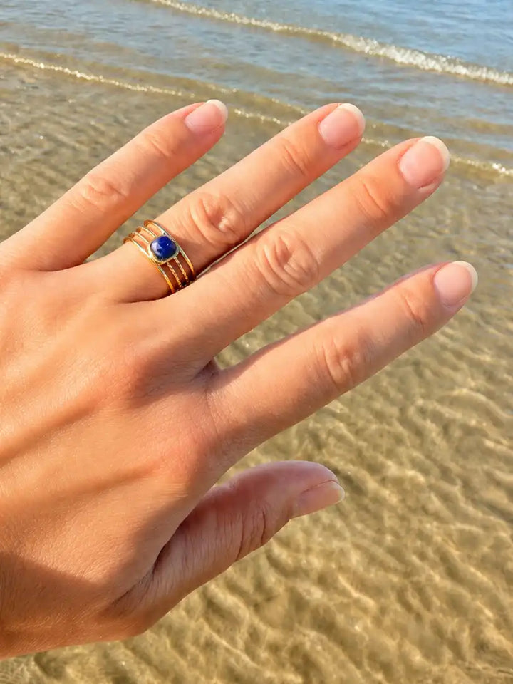 Bague multi rangs &amp; pierre naturelle colorée