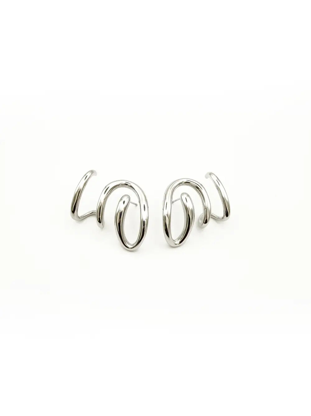 Boucles d’oreilles manchette de lobe spirale en acier inoxydable argenté