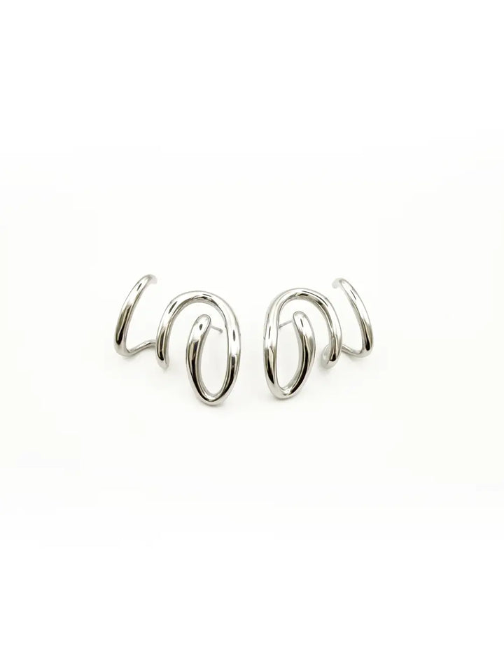 Boucles d’oreilles manchette de lobe spirale en acier inoxydable argenté