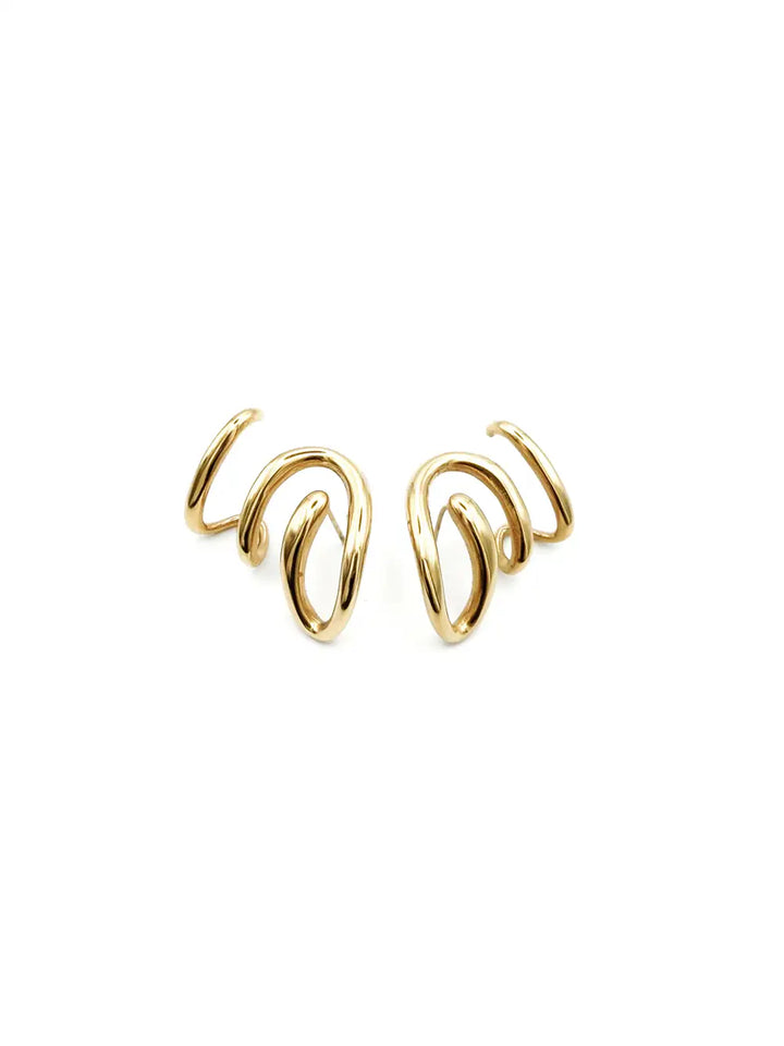 Boucles d’oreilles manchette de lobe en acier inoxydable doré