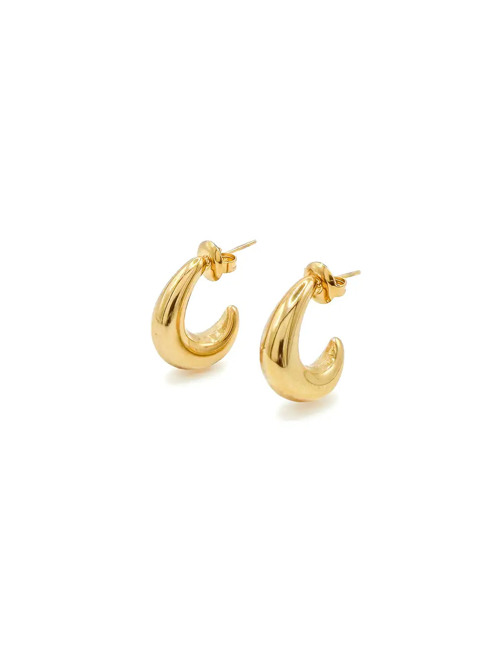 Boucles d’oreilles gouttes bombées dorées en acier inoxydable