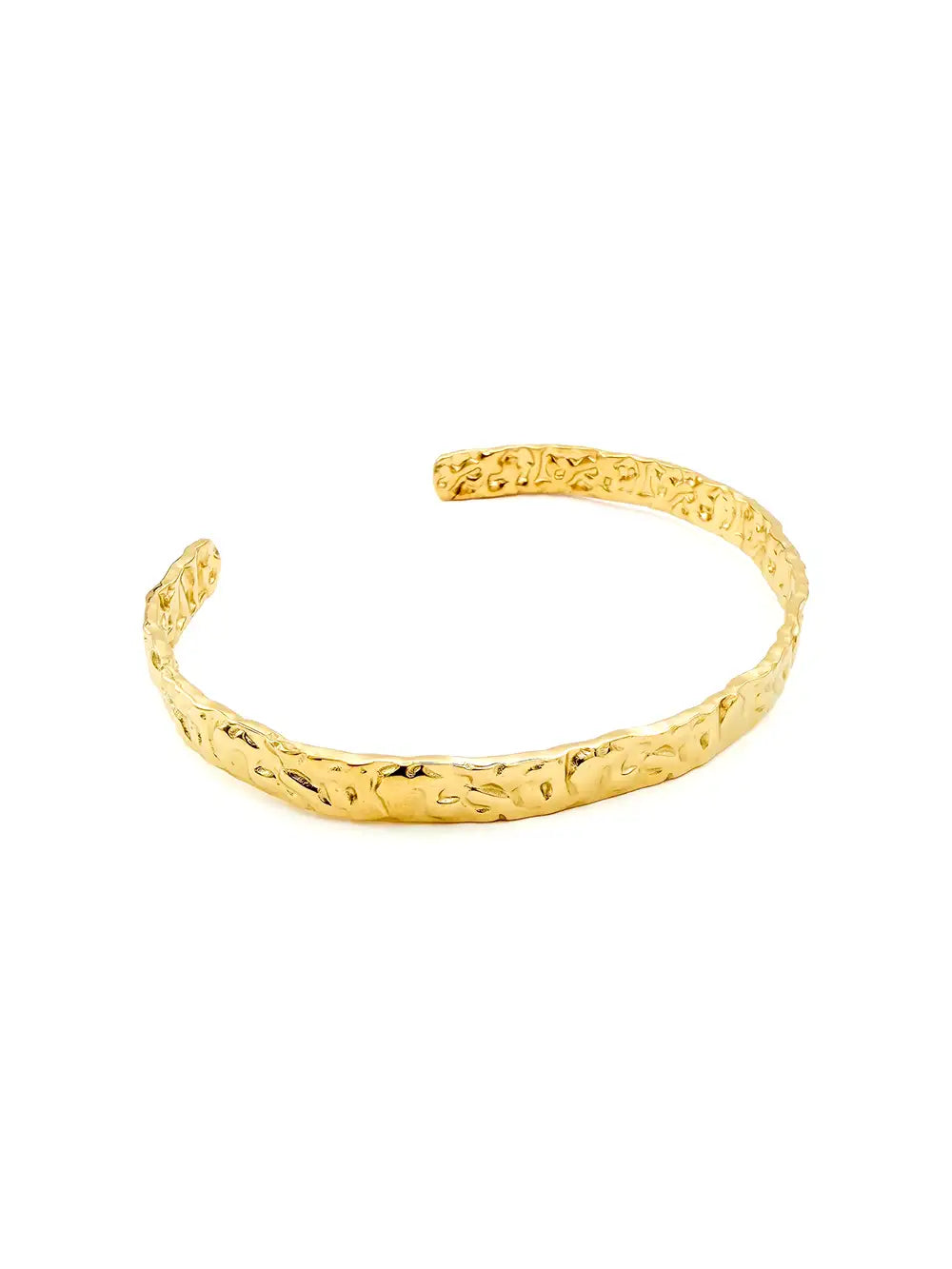 Bracelet jonc ouvert martelé doré – Acier inoxydable