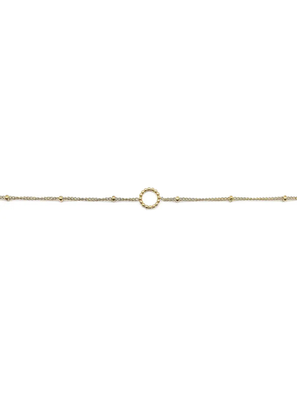 Bracelet fin cercle perlé doré en acier inoxydable