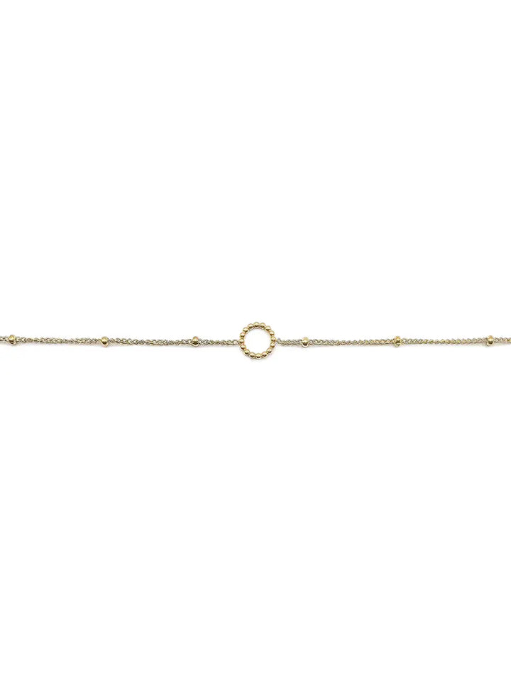 Bracelet fin cercle perlé doré en acier inoxydable