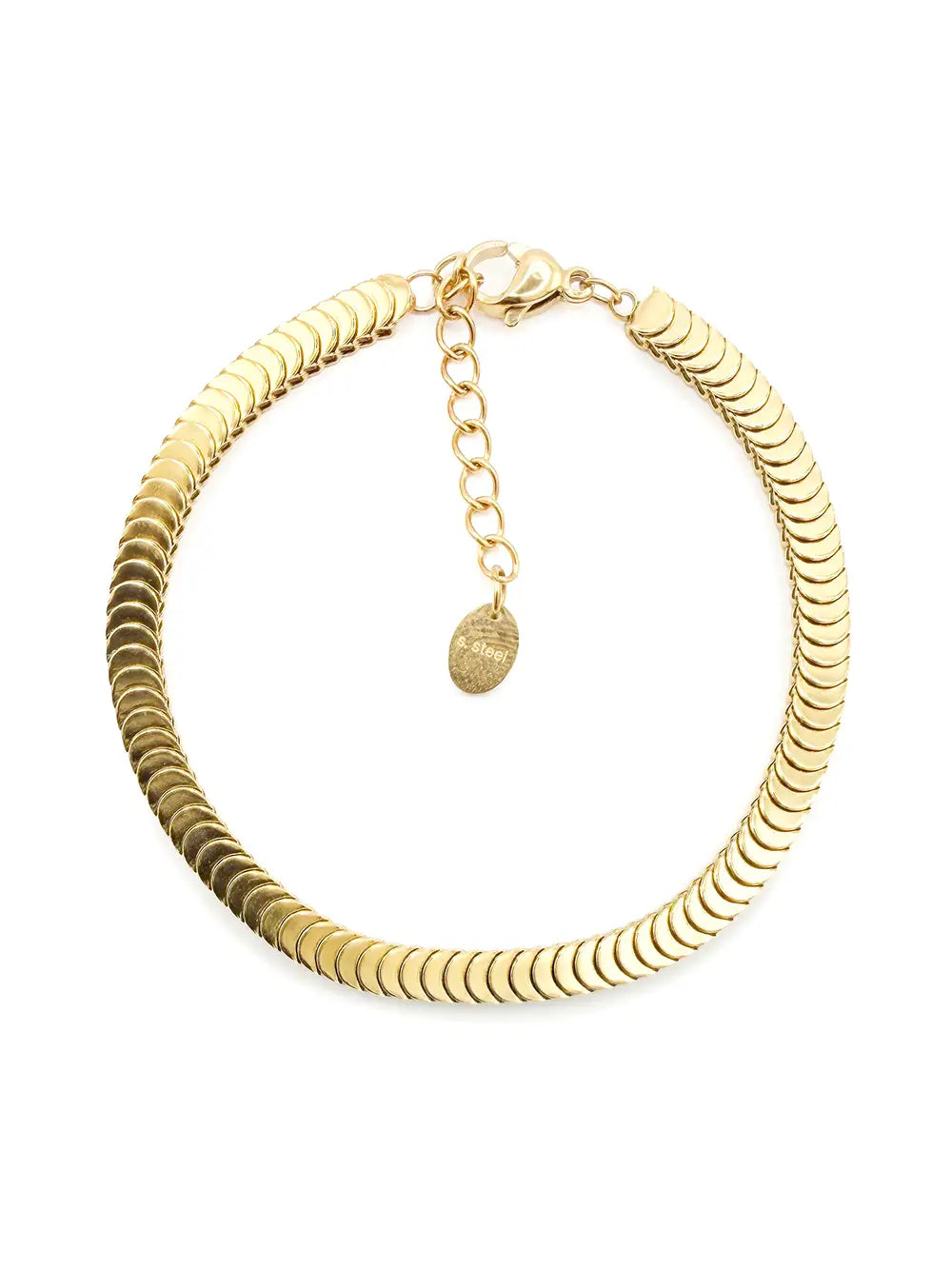 Bracelet doré souple à mailles écailles plates