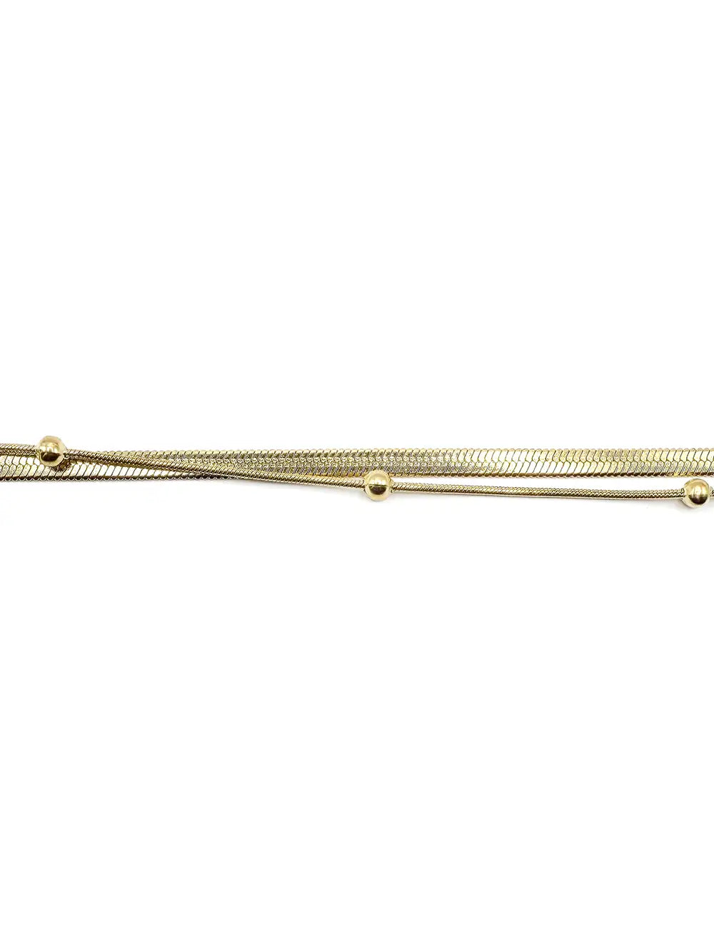 Bracelet 2 rangs avec maille miroir dorée et petites boules