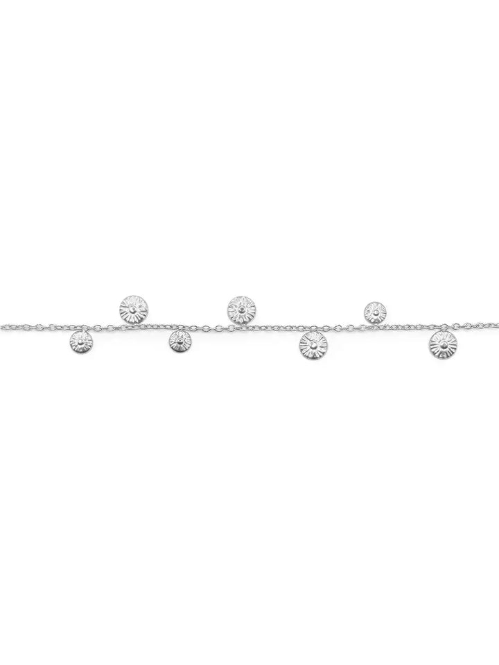 Bracelet fin pampilles texturées argentées en acier inoxydable