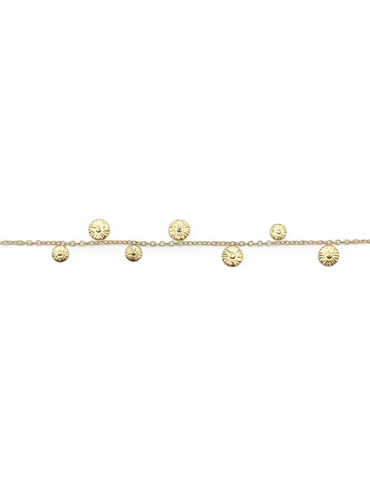 Bracelet fin doré avec pampilles rondes texturées