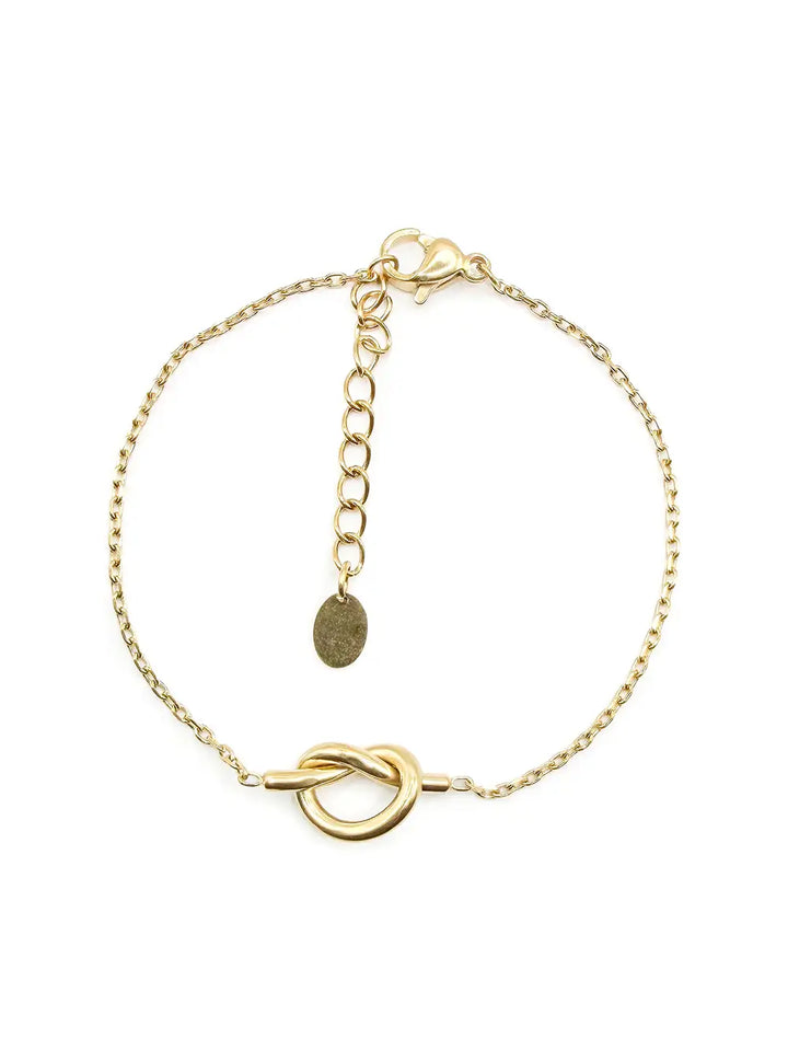 Bracelet chaîne fine dorée avec nœud entrelacé