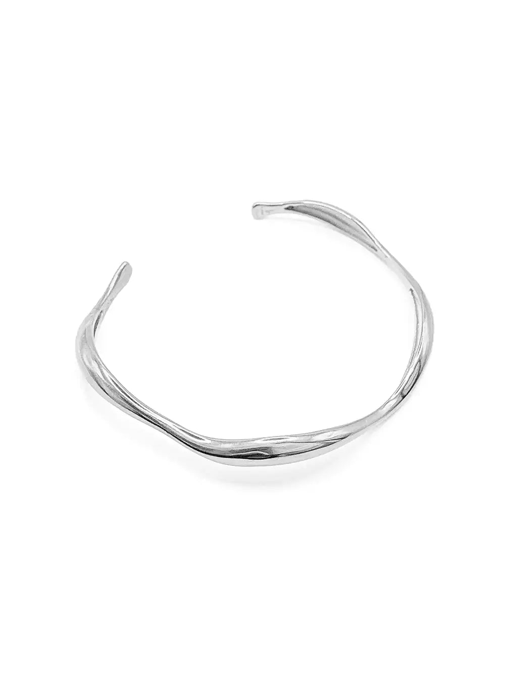 Bracelet jonc fin ondulé argenté en acier inoxydable
