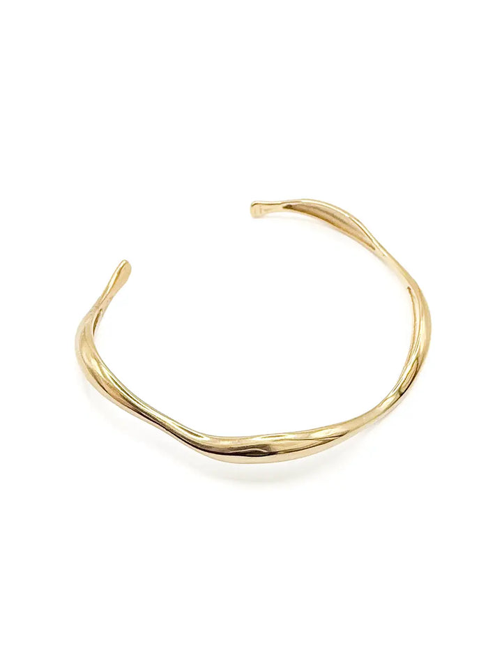 Bracelet jonc fin ondulé doré en acier inoxydable