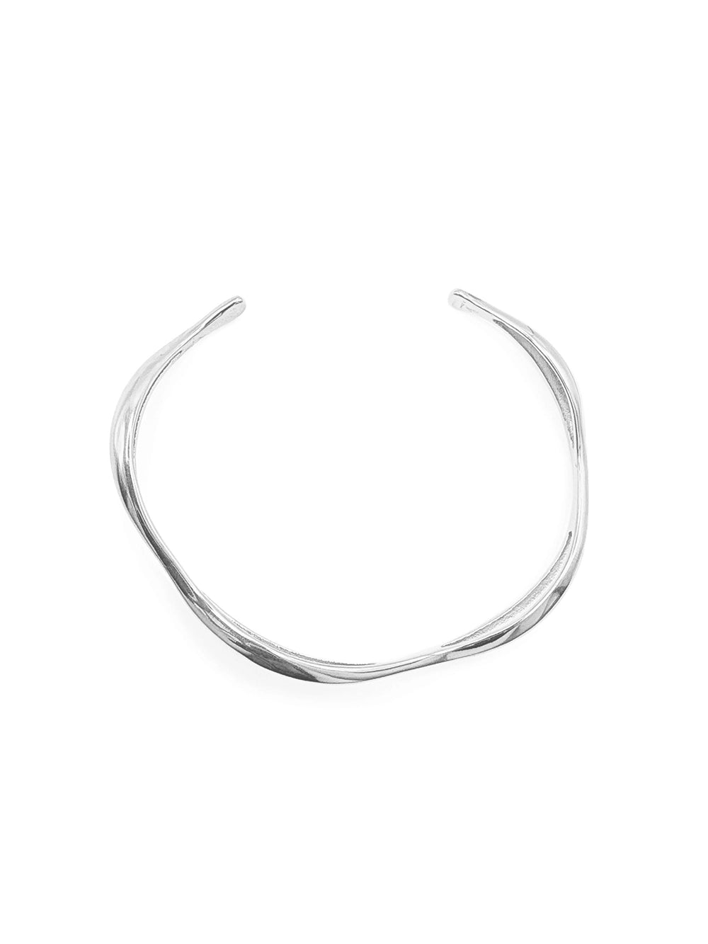 Bracelet jonc ouvert argenté avec courbes