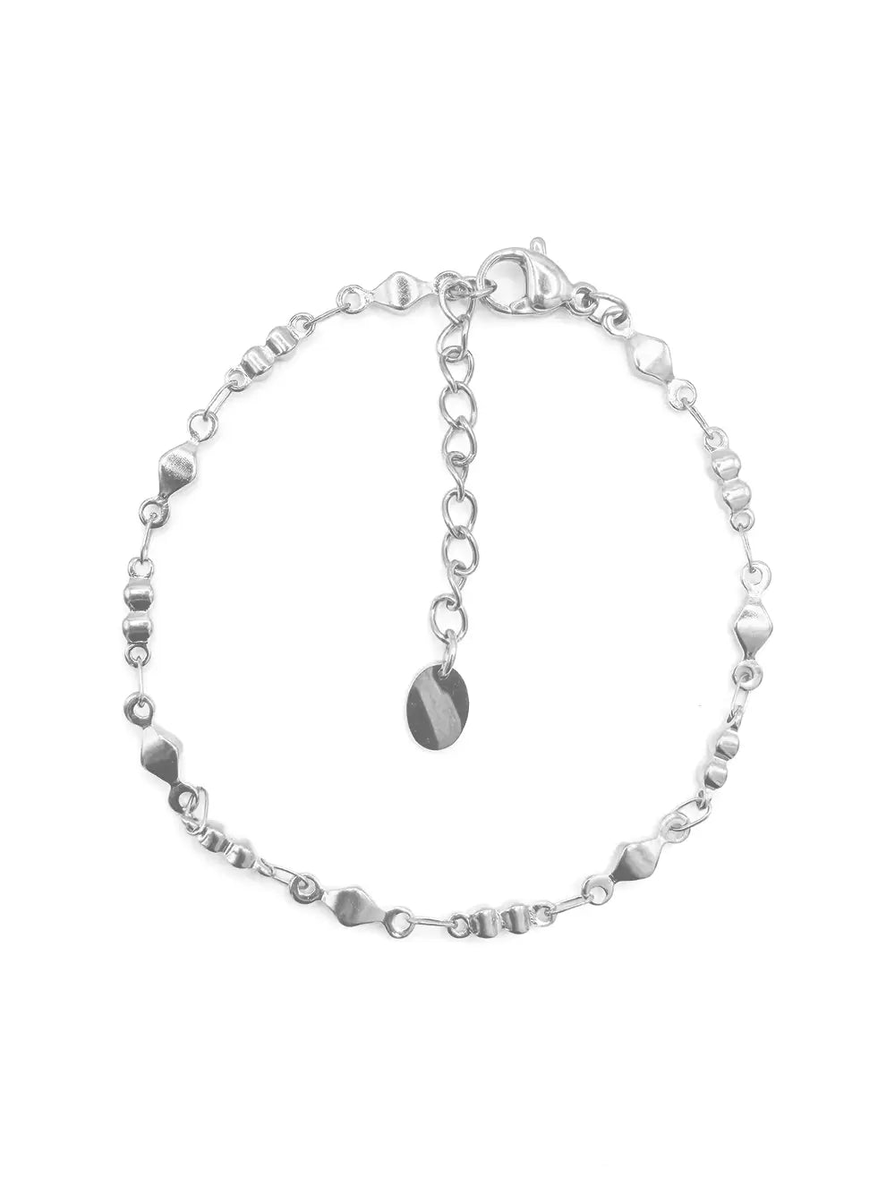 Bracelet fin maillons graphiques argenté en acier inoxydable