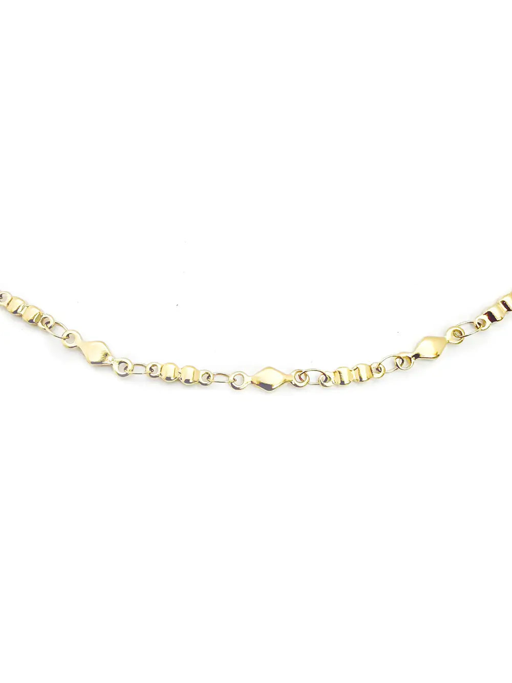 collier chaîne maillons losanges dorés en acier inoxydable