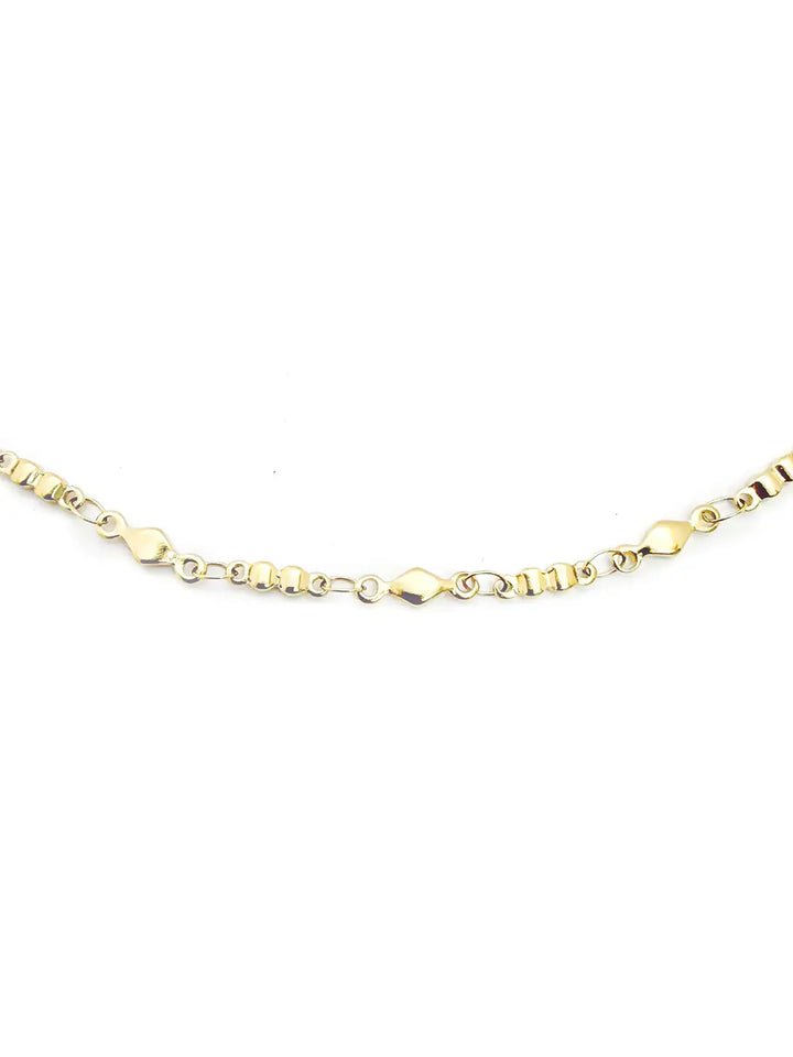 collier chaîne maillons losanges dorés en acier inoxydable