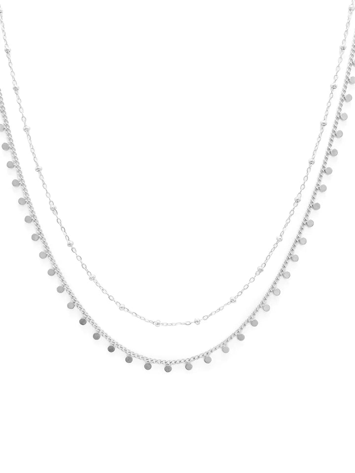 Collier femme double rang argenté en acier inoxydable