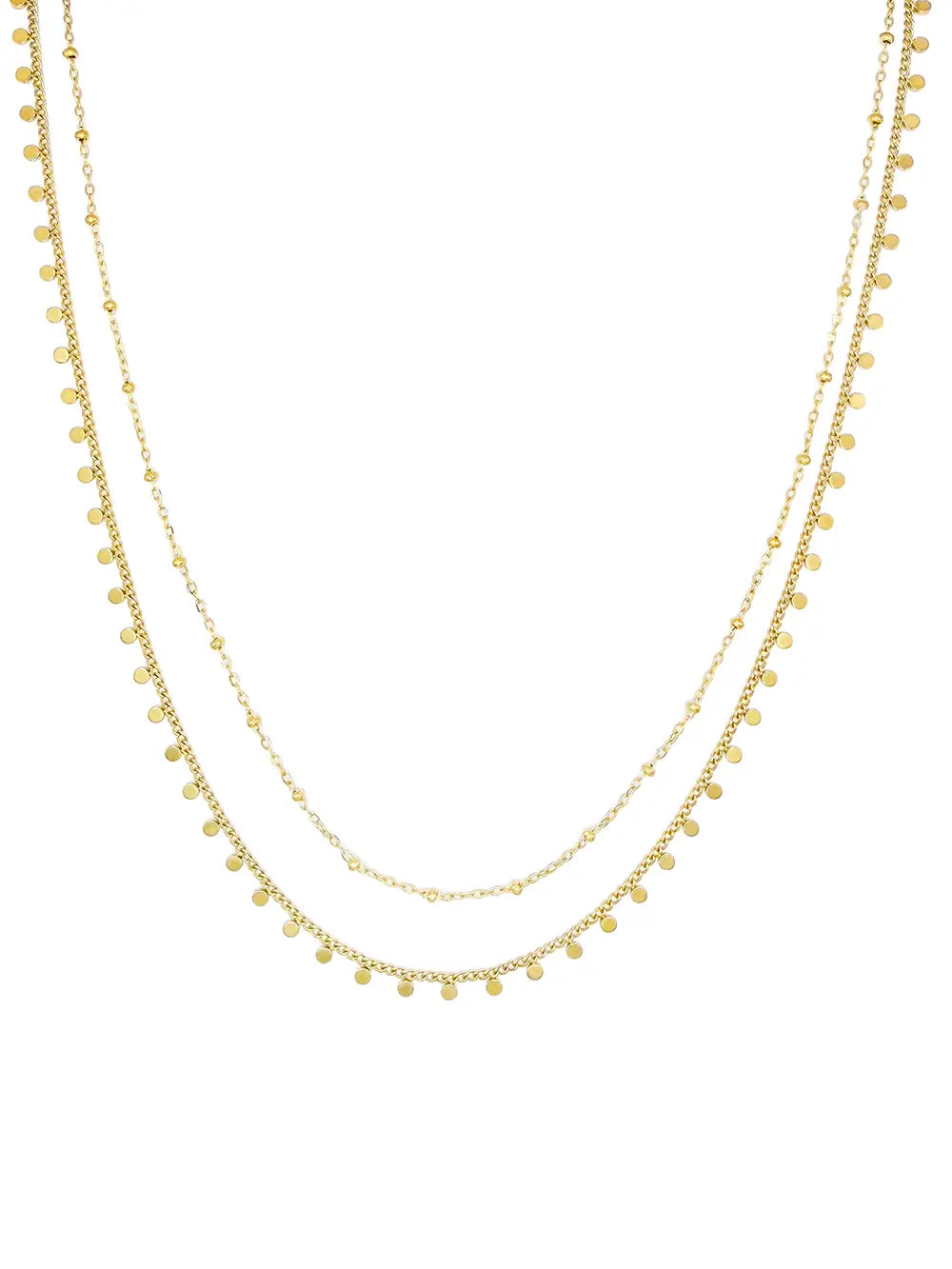Collier femme double rang doré en acier inoxydable