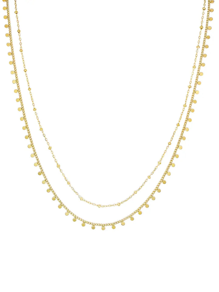 Collier femme double rang doré en acier inoxydable