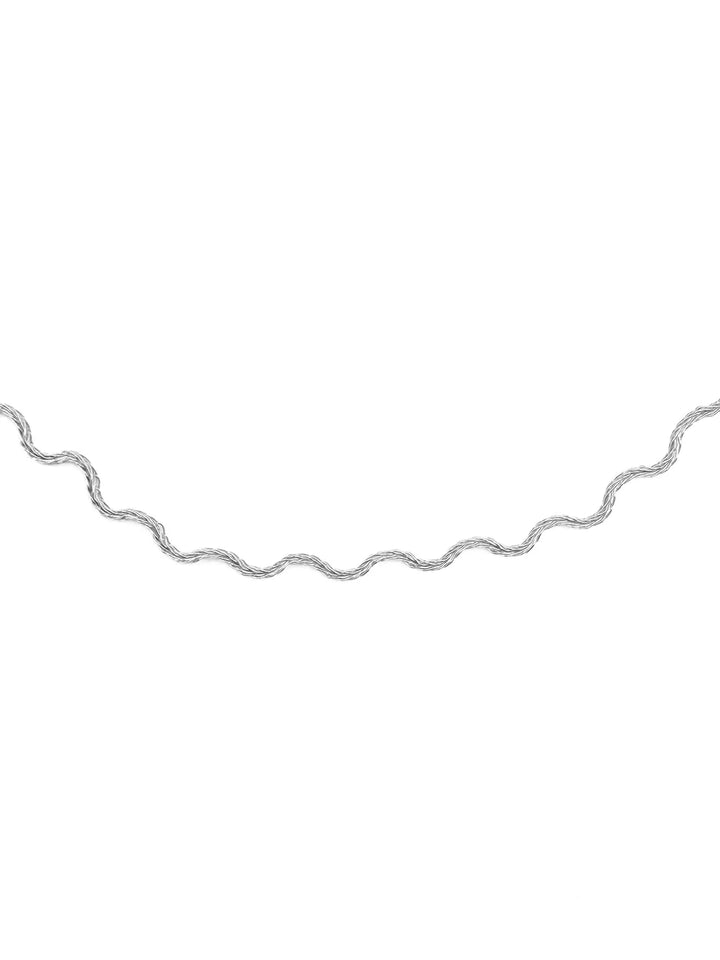Collier chaîne zigzag argenté en acier inoxydable