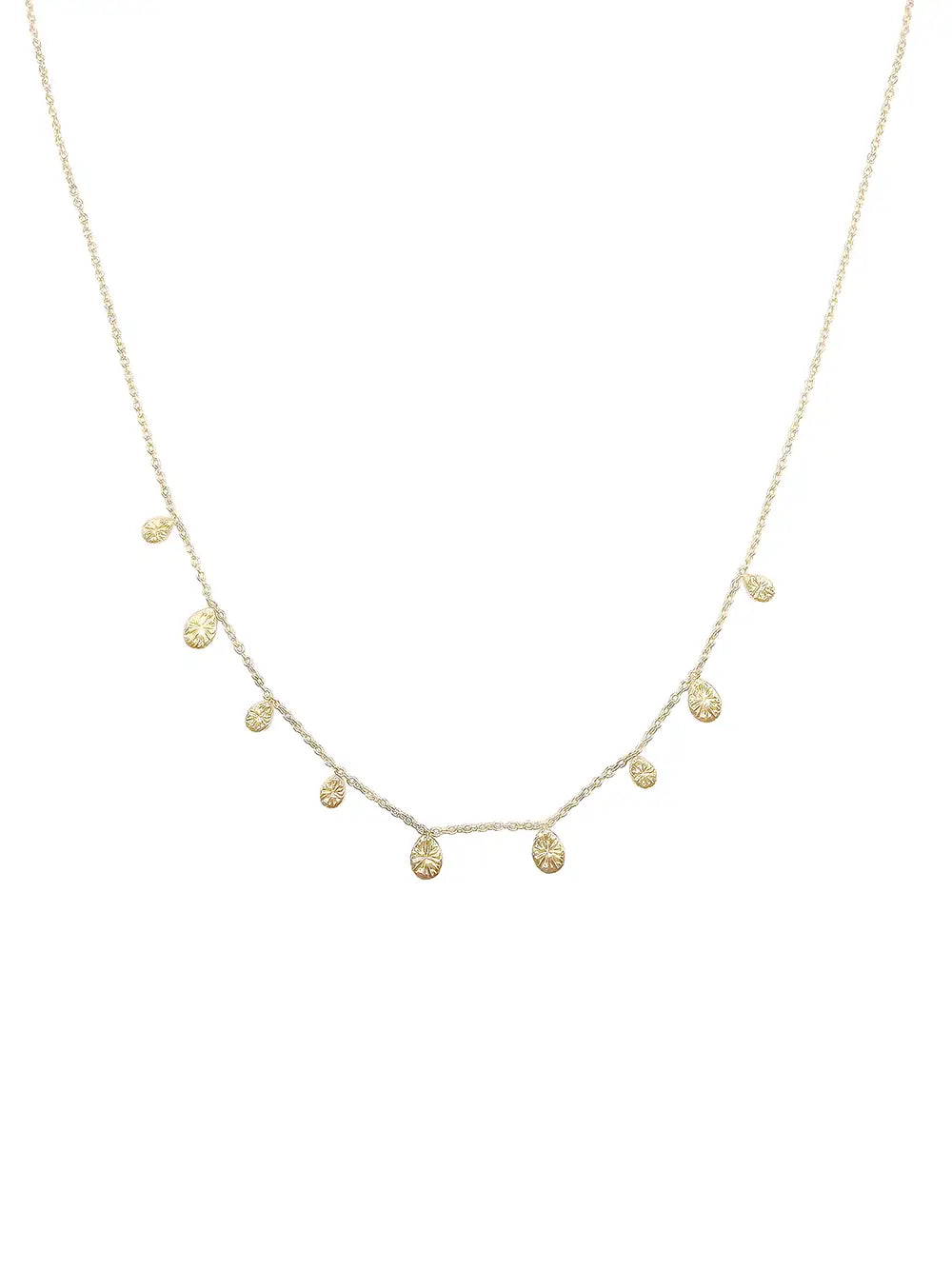 Collier fin pampilles gouttes dorées en acier inoxydable