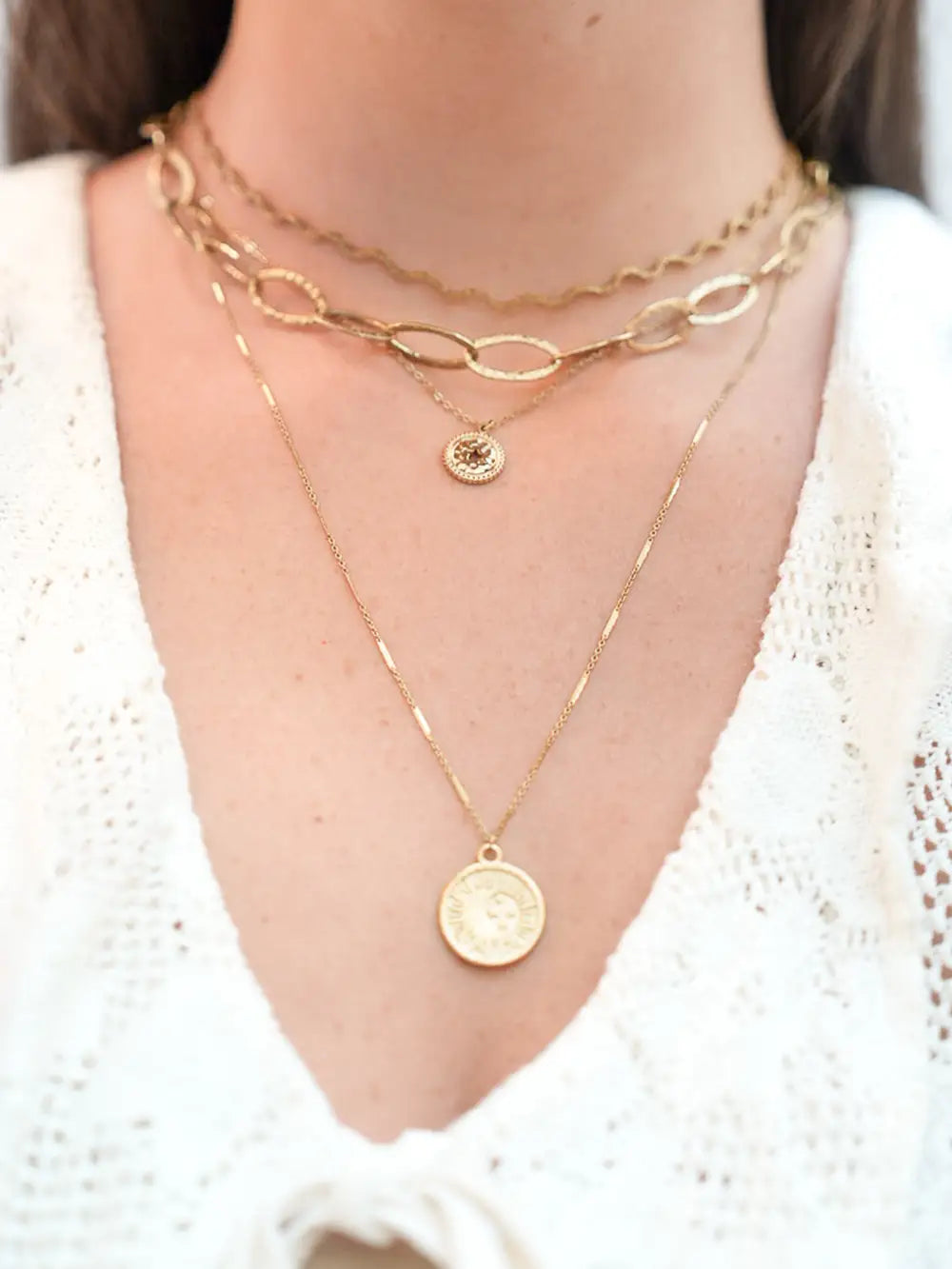 Accumulation de collier femme en acier inoxydable doré Viva Yuza