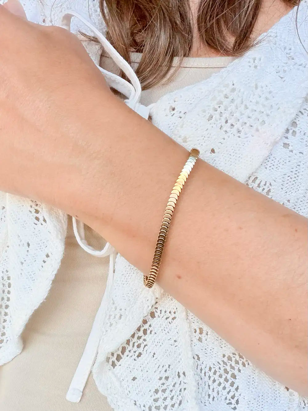 Bracelet maille écaille dorée en acier inoxydable