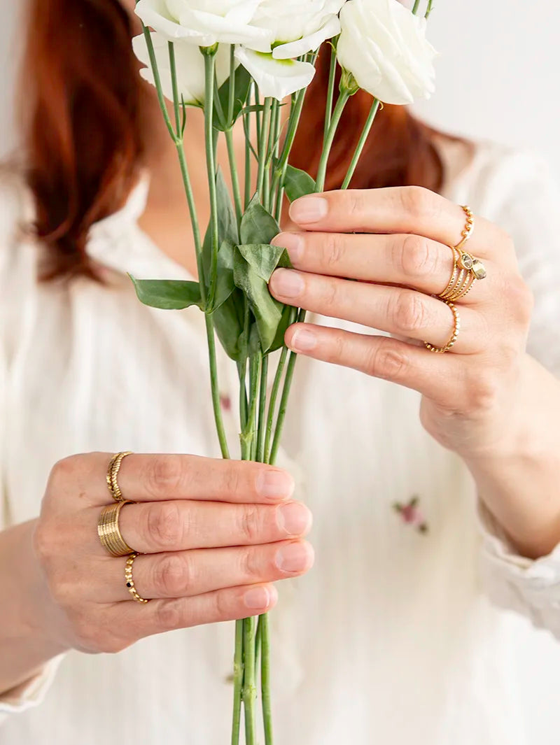 bagues femme en acier inoxydable doré