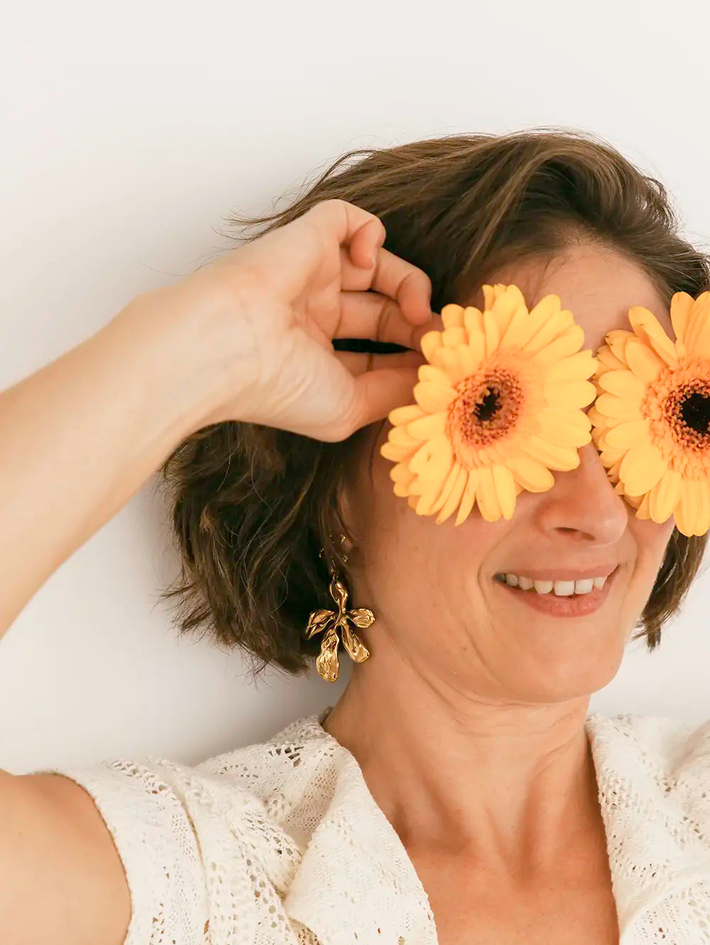 grandes boucles d'oreilles pendantes fleurs