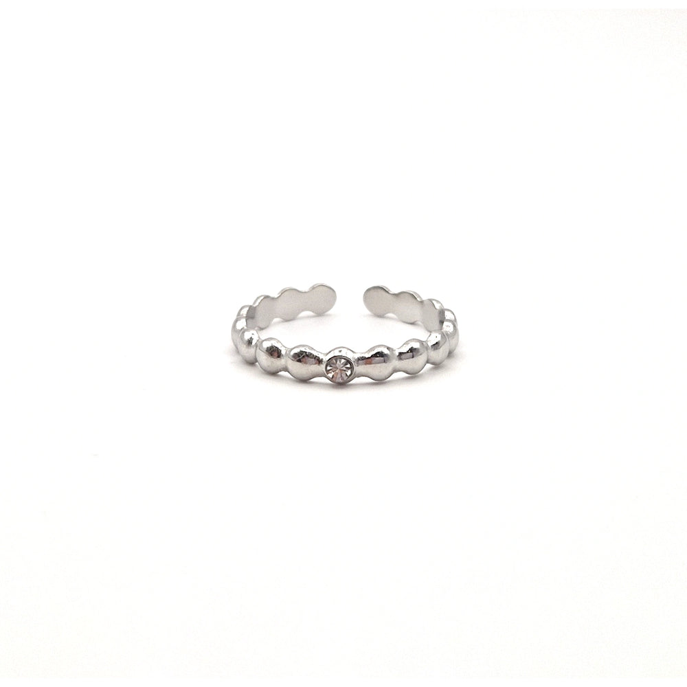 Bague argentée femme avec pierre zircon intemporelle et résistante Viva Yuza