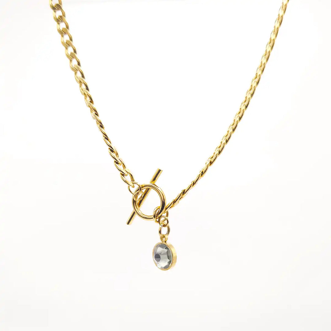 Collier intemporel doré chic avec chaîne fine et cristal Swarovski