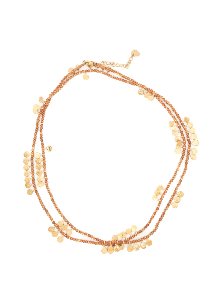 collier femme sautoir double rang couleur corail